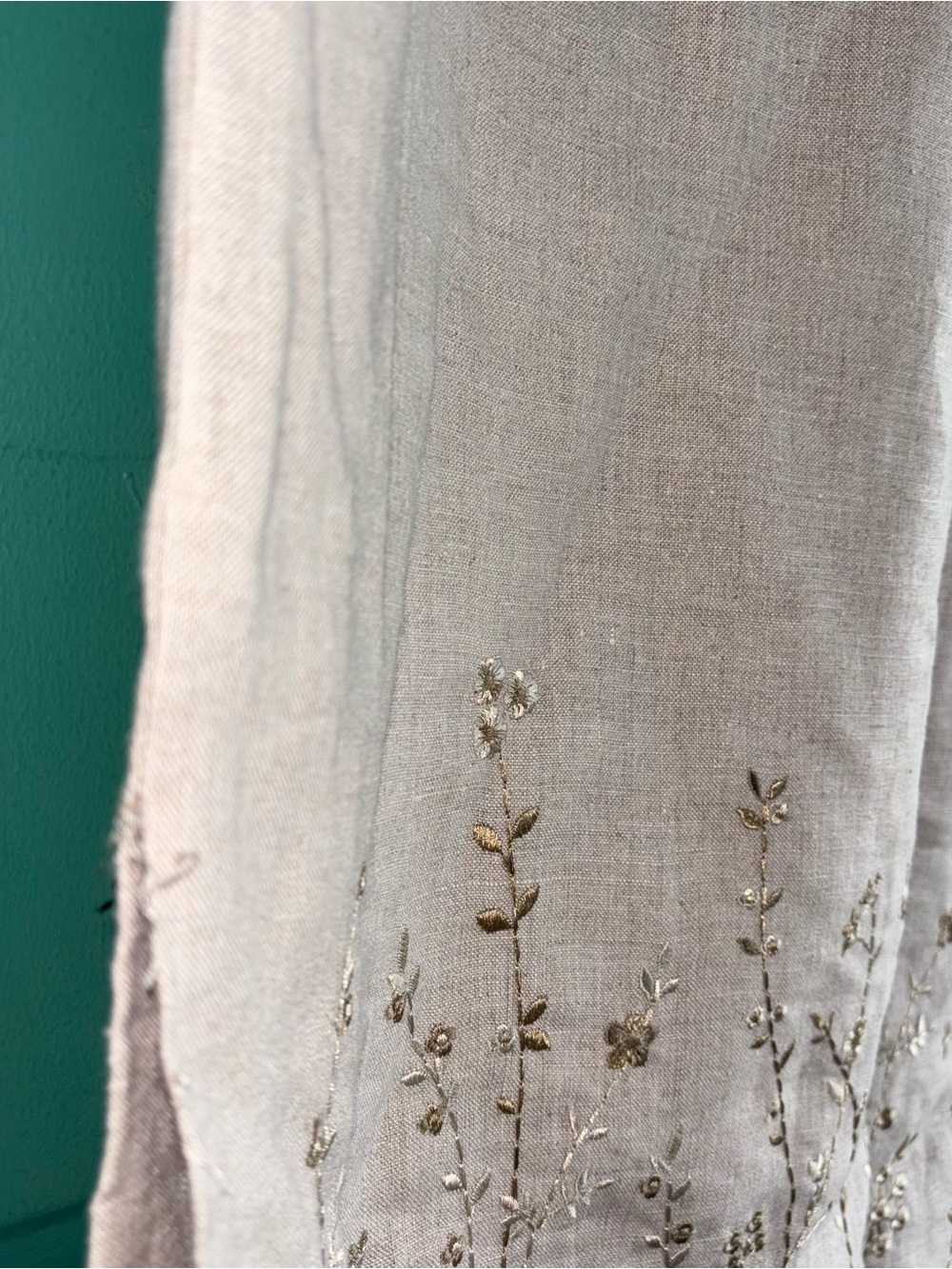 Rafaella size 14 new linen Sleeveless Embroidered Midi Dress - Picture 4 of 6